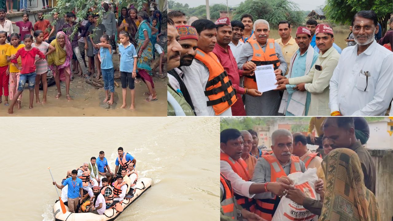 कानपुर देहात: मंत्री राकेश सचान ने भोगनीपुर के बाढ़ प्रभावित इलाकों का किया दौरा, राहत सामग्री वितरित