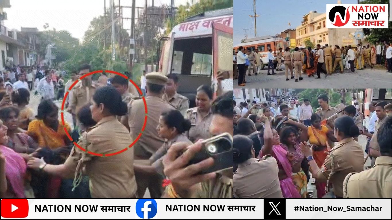 कन्नौज- महिलाओं ने थानाध्यक्ष को चप्पलों से पीटा, हंगामा:युवक की मौत पर सड़क जाम किया