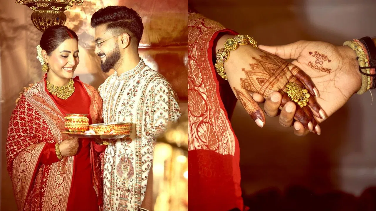 टीवी एक्ट्रेस हिना खान ने शादी के बाद किया पहला करवा चौथ व्रत,रॉकी जयसवाल ने दिखाई रोमांटिक केयर