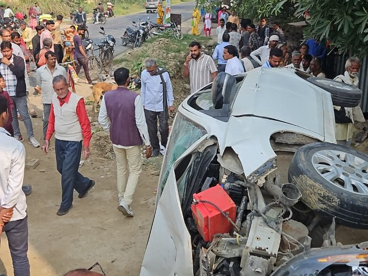 औरैया में तेज रफ्तार कार ने दो बाइक सवारों को रौंदा, डॉक्टर की मौके पर मौत ,एक घायल